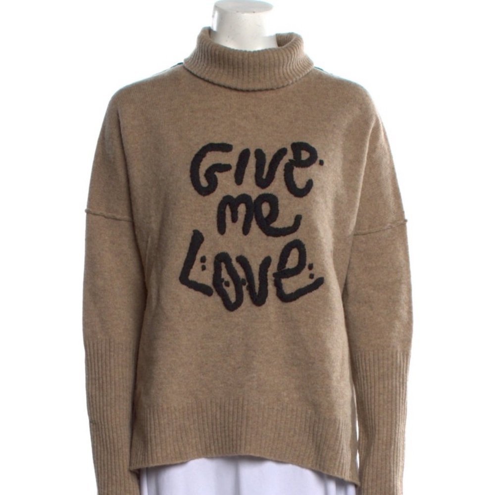 Zadig & Voltaire Tan Sweater with Black Text